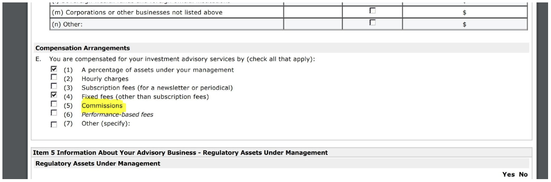 fee-only RIA’s Form ADV filing