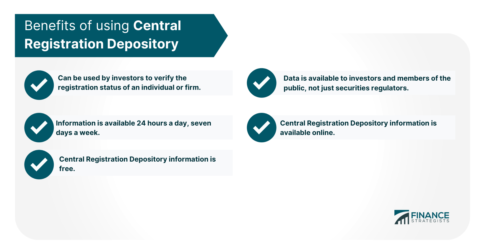 Benefits of using Central Registration Depository