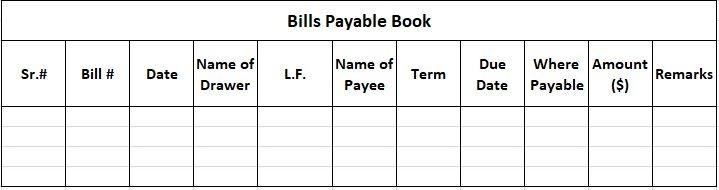 Bills Payable Books Format