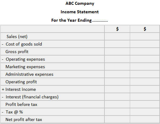 Income Statement Format