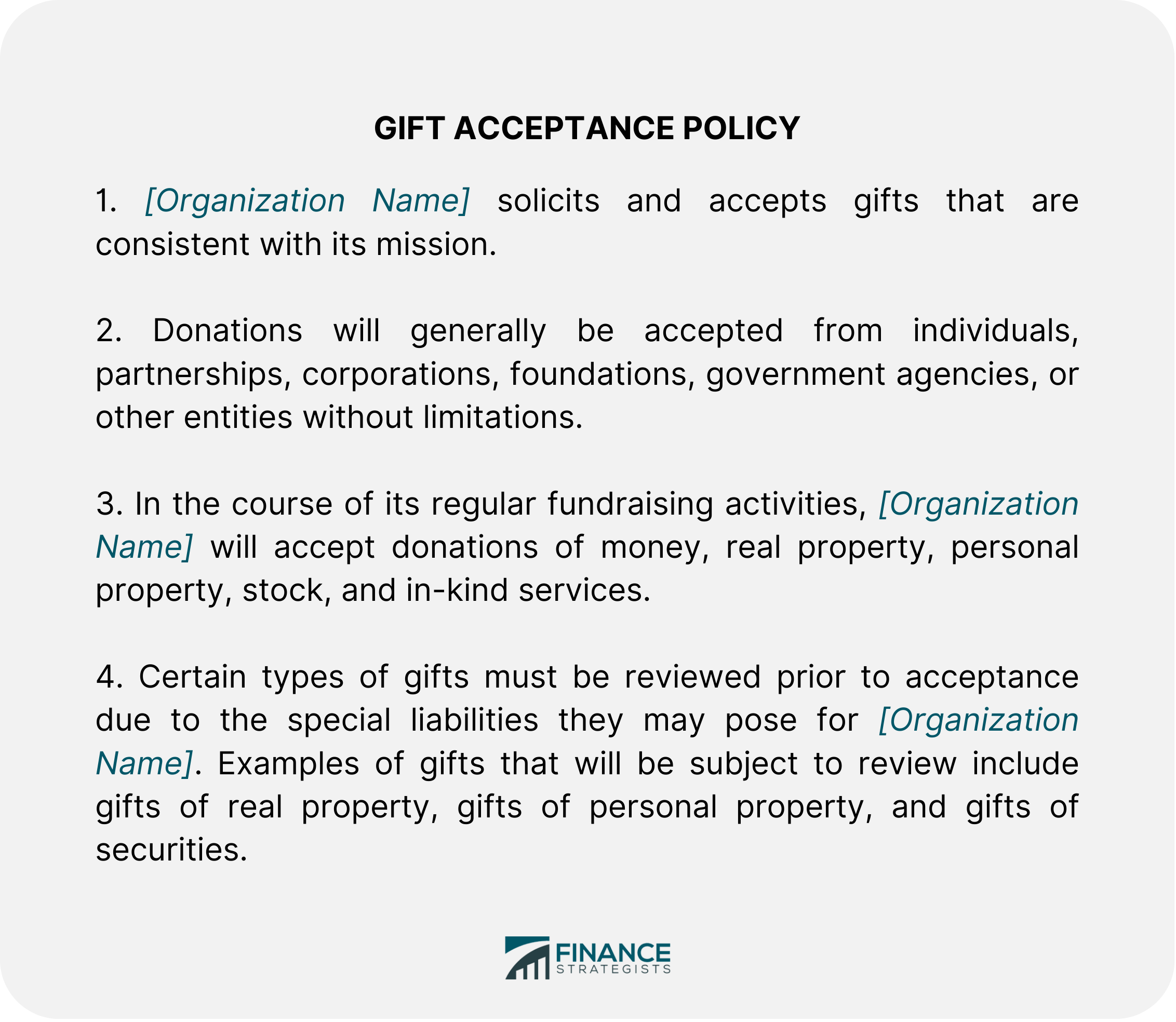 Gift Acceptance Policy Template