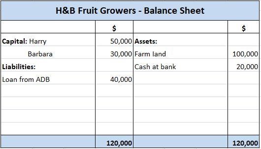 H&B Fruit Growers Revised Balance Sheet