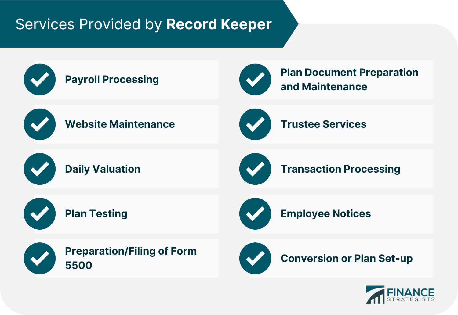 Services Provided by Record Keeper