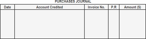 Purchases Journal Format
